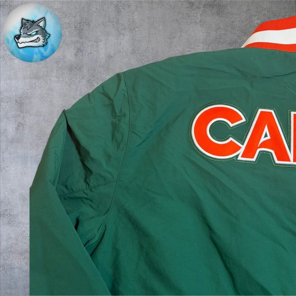 NWT Adidas Miami Hurricanes Coaches Dugout Jacket Green Men's Size 2XL JM9976
